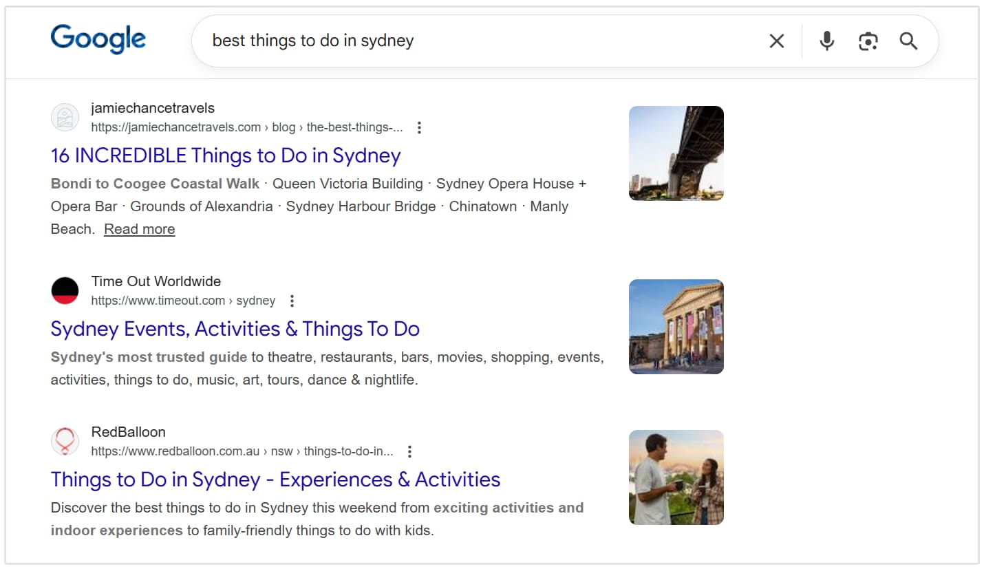 Title examples in SERPs
